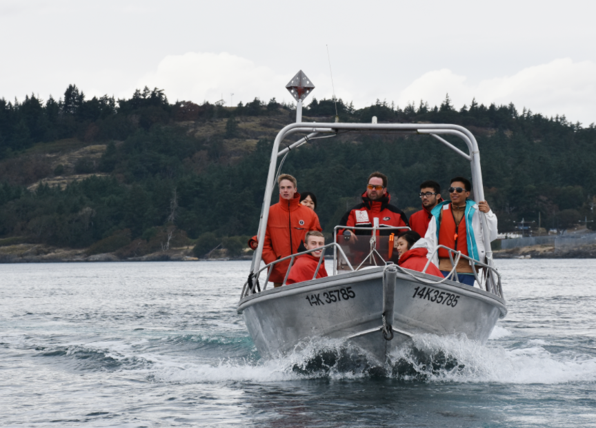 Students on a boat.